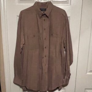 Roundtree & Yorke Brown Stripped Button-Up Shirt